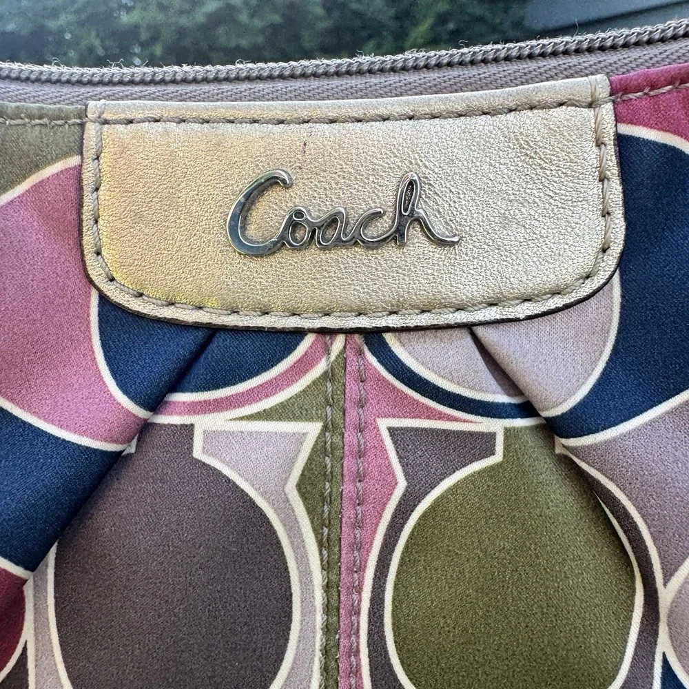 Coach Multicolor Logo Zip Crossbody Bag Detachable Strap Silver Hardware